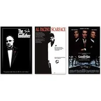 Close Up Poster Gangster Movies Poster 3erSet Der Pate, Scarface, GoodFellas