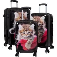 MONOPOL® Trolley Trolley-Koffer-Set - Katze - 3-teilig - 74 + 64 + 54 cm - Hartschale
