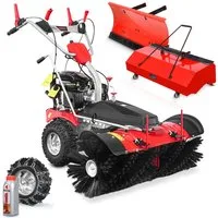 Onbest Benzin-Kehrmaschine S-100 LE mit Auffangbox Schneeschild Schneeketten, 100,00 cm Arbeitsbreite, Elektrostart, 6,5 PS, inklusive Öl