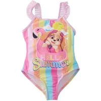 United Labels® Badeanzug Paw Patrol - Skye & Flamingo - Hello Summer - Einteiler mit Rüschen