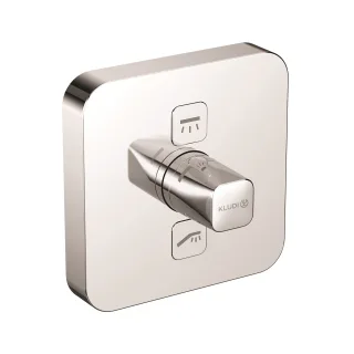 KLUDI PUSH Unterputz-Armatur mit Rotationskartusche Drucktaste für 2 Verbraucher, soft edge chrom 387110538