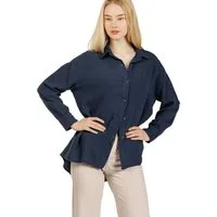 Caspar Hemdbluse Damen Musselin Oversize Bluse 100% Baumwolle Made in Italy - BLU028