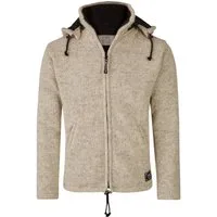 THC Natural Line Strickjacke THC Schafwollstrickjacke Baumwollfutter 853 weiß (1 Stück, 1-tlg., 1 Stück) Strickjacke mit abnehmbarer Kapuze