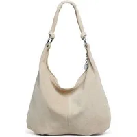 Caspar Schultertasche Wildleder Hobo Bag Damen Leder Shopper - PREMIUM LINE - Modell No.841, 100% italienisches Veloursleder, samtig weich, angenehmer Tragekomfort