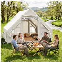 HawthyHome aufblasbares Zelt 3x2m mit Luftpumpe 2-6 Personen Luftzelt Wasserdicht & Schneller, Weiß, Schnelle Aufblasung, Wasserdicht & Sonnenschutz für Jedes Wetter