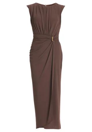 SWING - Drapiertes Abendkleid aus Jersey mit Zierschnalle chocolate brown - Gr. - 38