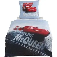 MTOnlinehandel Bettwäsche Cars 135x200 + 80x80 cm, 100 % Baumwolle, Flanell/Biber, 2 teilig, Jungen Kinderbettwäsche Disney's Cars Auto, Lightning McQueen