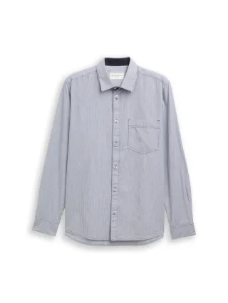 Tom Tailor - Fitted Hemd aus Baumwolle blau - Gr. - L