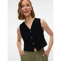 Vero Moda Kurzweste VMCAIA SL VEST WVN NOOS Baumwolle mit Leinen, figurbetonte Form