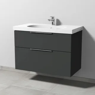 Sanipa 3way Waschtischunterbau zu Geberit Acanto Waschtisch mit 2 Auszügen, Graphit-Matt UP4181B
