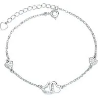 Color Design Armband Romantisches S925 Silber Armband mit Herz Anhängern und Zirkonia, filigranes Schmuckstück ideal als Geschenk für besondere Anlässe