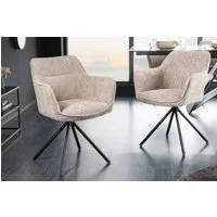 riess-ambiente Polsterstuhl VERONA champagner beige – Strukturstoff, mit Armlehne, Metallgestell (Einzelartikel, 1 St), 180° drehbar mit Auto-Return-Funktion – ideal für Esszimmer oder Büro