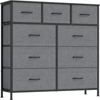 SONGMICS Kommode Schrank mit 5/6/7/8/9 Schubladen, Aufbewahrungsschrank, Stahl, MDF, Vliesstoff, für Schlafzimmer