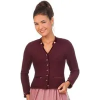 Spieth & Wensky Trachtenjacke Trachten Strickjacke - MALTA - hellgrau, weinrot