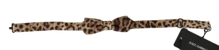 Dolce & Gabbana Braun Leopard Seide Einstellbare Hals Papillon Männer Fliege