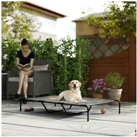 PawHut Tierbett Hundeliege Outdoor, Haustierliege atmungsaktiv, tragbar, Texteline, für große Hunde, für Draußen Camping, 152 x 94 x 23 cm, Grau