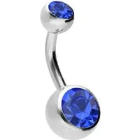 PIERCINGLINE Bauchnabelpiercing Chirurgenstahl Bananabell ZWEI KRISTALLE (Bananabells, 1-tlg)