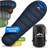AlpinSpirit Mumienschlafsack [Ultraleicht] 3 Jahreszeiten Sommer & Winter, Packmaß, 210x75 cm (Festival, Trekking, Outdoor, Camping), 2 Wege Reißverschluss, 3 Jahreszeiten, Wasserabweisend