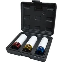 Weber GmbH Stecknüsse Alufelgen-Kraft-Stecknuss Satz 1/2" 3-teilig Radwechsel, Kombi-Set im Koffer, 3-St., im Kunststoffkoffer, Antrieb 17, 19 und 21mm, Schoneinsätze