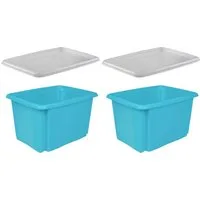 keeeper Stapelbox emil (Set, 2 St), 30 L, mit Deckel, hochwertiger Kunststoff