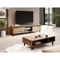MIRJAN24 Wohnzimmer-Set Nord II, (2er-Set, Kommode, TV-Lowboard), Holz-Optik, 12 cm füße