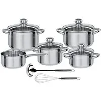 GSW Topf-Set Silver Star, Edelstahl (Set, 11-tlg., Bratentopf Ø 16/20 cm, Fleischtopf Ø 16/20 cm, Stielkasserolle Ø 16 cm), Induktion