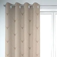SCHÖNER LEBEN. Vorhang SCHÖNER LEBEN. Vorhang Jacquard Hirschkopf mit Geweih beige hellbraun, Ösen, blickdicht, Jacquard, handmade