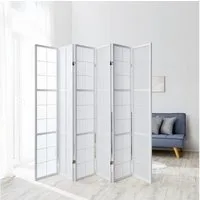 Homestyle4u Paravent Raumteiler Holz Trennwand Weiß Indoor Hochzeit Sichtschutz (6 St., 6-teilig), faltbar