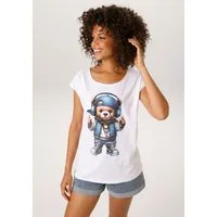 Aniston CASUAL T-Shirt mit coolem Teddybär Frontdruck