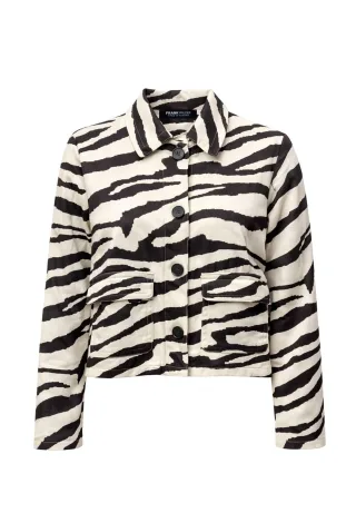 FRANK WALDER - Leichtjacke IVORY NOIR mit Knopfleiste ecru/schwarz - Gr. - 40