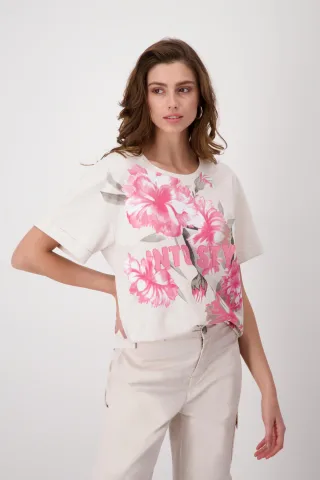 monari - T-Shirt mit Blumenmuster peanut - Gr. - 40