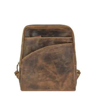 Funktionaler Lederrucksack mit zwei Vorfächern und Tragegriff | Greenburry Vintage. Die strukturierte Fächeraufteilung für Ihren geordneten Alltag.