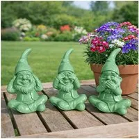 Online-Fuchs Gartenfigur für draußen - 3er Set lustige Gartenzwerge - Deko Figuren, 16 cm groß, (wetterfest, moderne knallige Farben), Geschenkidee für Frühling, Sommer und Herbst