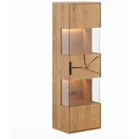 Lomadox Hängevitrine TIVAT-163 Eiche massiv geölt, 43 cm breit, inkl. LED-Beleuchtung