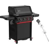 Gasgrill Spirit EP-435R GBS, Stealth-Edition schwarz/rot, 13,78 kW, mit Sear Zone, Seitenbrenner und Drehspieß, Modell 2025