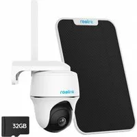 Reolink Überwachungskamera Go PT Plus+Solarpanel 4MP 3G/4G LTE 355°/140° Schwenkbare PTZ Akku (Außenbereich, Wald, Farm, Campingbus, Straße, 1-tlg., mit 32GB SD-Karte, mit SIM-Kartenslot+32GB SD Karte,Intelligenter Erkennung,IR-Nachtsicht)