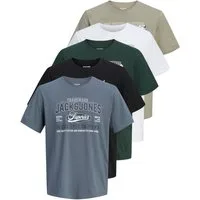 Jack & Jones Print-Shirt Bedrucktes T-Shirt aus Baumwolle (5er-Pack)