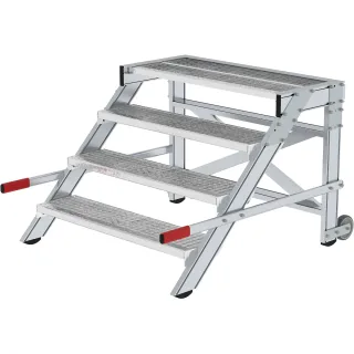 Munk Arbeitspodest fahrbar, Stufenbreite 1000 mm, Stahl-Gitterrost - 050440