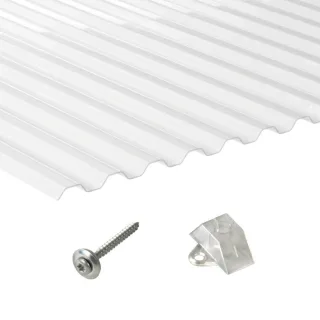 Polycarbonat | Terrassendach-Set | Spundwand | 76/18 | 0,9 mm | glasklar
