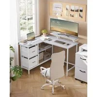 VASAGLE Eckschreibtisch L-förmiger Schreibtisch, 2 Schubladen, Computertisch, für Homeoffice, mit Monitorständer, mit verstellbarer Ablage, 115 x 105 cm