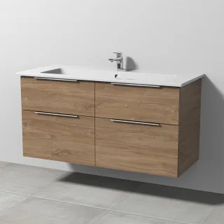 Sanipa 3way Keramik-Set Venticello Keramik-Waschtisch und Unterbau mit 4 Auszügen, Eiche-Kansas UM32759