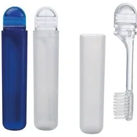 Macma Zahnbürste 2x Reisezahnbürste mit Etui / Farbe: je 1x transparent weiß und blau