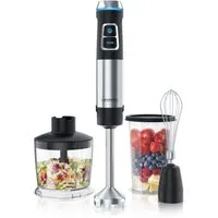 Arendo Stabmixer Edelstahl Pürierstab Set mit Zerkleinerer & Messbecher, Handmixer, 1200 W, 2 Geschwindigkeitsstufen, 4-Klingen, einfache Reinigung, DC Motor
