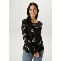 Aniston SELECTED Langarmshirt mit Cut-out und trendigen Leoparden allover