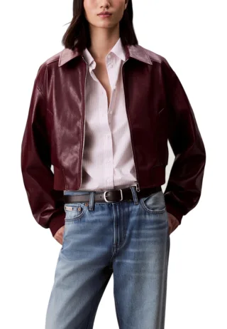 Nachahmungsleder Zip-Jacke
