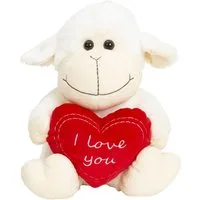 Geschenkestadl Kuscheltier Plüschtier Schaf mit Herz 30 cm I love you Plüschtier mit Botschaft (Set, 1-St., süsses Schaf mit rotem Herz), Rotes Herz mit I love you