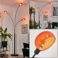 hofstein Stehlampe Stehlampe aus Metall in Schwarz/Orange im Retro/Vintage-Design, verstellbare Stehleuchte mit Marmorfuß und Schalter am Gehäuse, E14