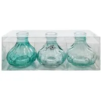 Sandra Rich Dekovase Glasvase 3er Set "BOTTLE STRIPES" Ø 7 x 7cm, Glasfalsche