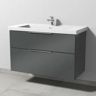 Sanipa 3way Waschtischunterbau zu Villeroy & Boch Subway 3.0 Waschtisch mit 2 Auszügen, Anthrazit-Gl UF84979