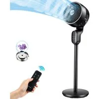 oyajia Standventilator mit Fernbedienung, 3D-Oszillation Luftzirkulator, 8 Geschwindigkeiten, 12H Timer, LED-Display, Ventilator mit Aromapads
